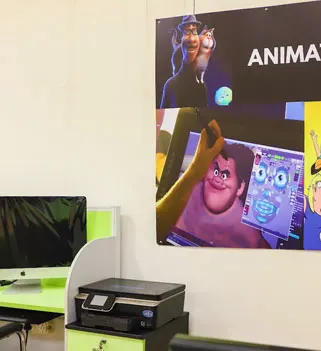 Animation and VFX lab at a best design school in India showcasing digital media and creative technology