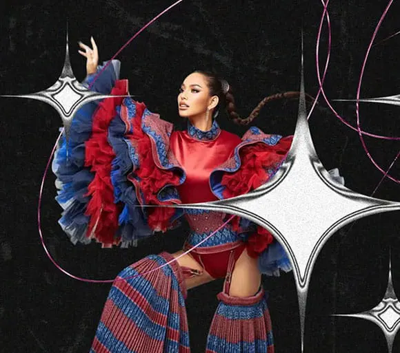 Intricate red organic textures designer wear crafted by students of best design college in India