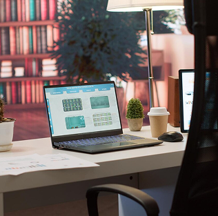 Laptop on a designer's desk