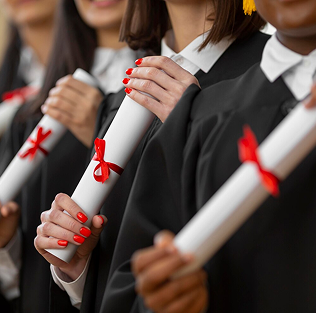 Graduates holding diplomas